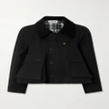 Loewe - Cropped Corduroy-trimmed Waxed Cotton-canvas Jacket - Black - FR34