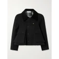 Loewe - Cropped Corduroy-trimmed Waxed Cotton-canvas Jacket - Black - FR40
