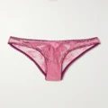 Fleur du Mal - Untie Me Cutout Tie-detailed Stretch-silk Satin-trimmed Lace Briefs - Pink - 1
