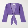 Lisa Marie Fernandez - + Net Sustain Cropped Tie-front Linen-blend Gauze Blouse - Purple - 0
