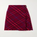 Burberry - Wrap-effect Checked Wool Skirt - Red - UK 4