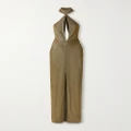 TOM FORD - Cutout Metallic Stretch-knit Halterneck Gown - Gold - IT36