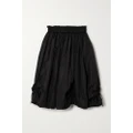 Simone Rocha - Bow-detailed Ruched Taffeta Midi Skirt - Black - UK 8