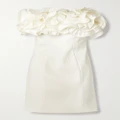 Carolina Herrera - Strapless Ruffled Silk Mikado-trimmed Crepe Mini Dress - White - US0