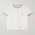 Brunello Cucinelli - Tennis Piped Embroidered Cotton-jersey T-shirt - White - medium