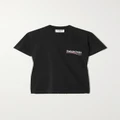 Balenciaga - Embroidered Cotton-jersey T-shirt - Black - XS