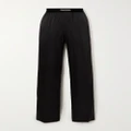 TOM FORD - Velvet-trimmed Stretch-silk Satin Pants - Black - xx small