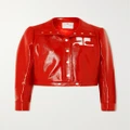 COURREGES - Cropped Appliquéd Cotton-blend Vinyl Jacket - Red - IT38