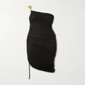 Bottega Veneta - One-shoulder Asymmetric Embellished Satin-jersey Midi Dress - Black - IT38