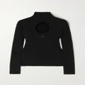 COURREGES - Cutout Ribbed-knit Turtleneck Sweater - Black - medium