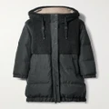 Brunello Cucinelli - Hooded Bead-embellished Quilted Wool-blend Fleece-trimmed Shell Coat - Navy - IT44