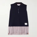 Thom Browne - Pleated Checked Cotton-poplin And Cotton-piqué Mini Dress - Blue - IT42