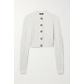 Balmain - Cropped Pointelle-knit Cardigan - White - FR40