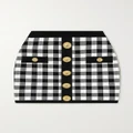 Balmain - Button-embellished Jacquard-knit Mini Skirt - Black - FR38