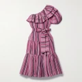 Lisa Marie Fernandez - + Net Sustain Arden One-sleeve Ruffled Striped Linen-blend Maxi Dress - Pink - 1