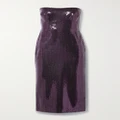 Alex Perry - Strapless Sequined Crepe Midi Dress - Purple - UK 14