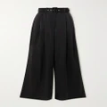 Zimmermann - Belted Pleated Silk-satin Wide-leg Pants - Black - 0