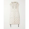 Max Mara - The Cube Hooded Grosgrain-trimmed Quilted Shell Down Vest - Sand - UK 8