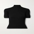Max Mara - Leisure Peter Metallic Ribbed-knit Turtleneck Sweater - Black - x small