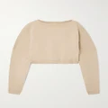 SAINT LAURENT - Cropped Embroidered Cotton-jersey Sweater - Taupe - S