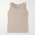 Brunello Cucinelli - Ribbed Stretch Cotton-jersey Tank - Taupe - xx small