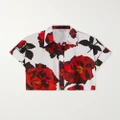 Alexander McQueen - Cropped Floral-print Cotton-poplin Shirt - White - IT42