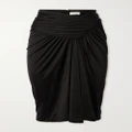 SAINT LAURENT - Asymmetric Draped Jersey Midi Skirt - Black - FR38