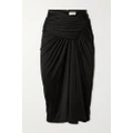 SAINT LAURENT - Asymmetric Draped Jersey Midi Skirt - Black - FR38