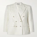 TOM FORD - Double-breasted Pinstripe Wool-blend Twill Blazer - White - IT48