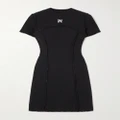 Palm Angels - Open-back Paneled Embroidered Ribbed Stretch-cotton Mini Dress - Black - x small