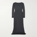 Balenciaga - Distressed Lace-trimmed Ribbed Cotton-jersey Maxi Dress - Black - XS