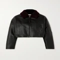 Loewe - Cropped Shearling-trimmed Leather Jacket - Black - FR42