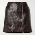TOM FORD - Croc-effect Leather Skirt - Brown - IT36