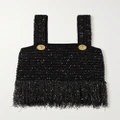 Balmain - Fringed Embellished Bouclé-tweed Top - Black - FR44