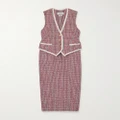 Thom Browne - Grosgrain-trimmed Checked Cotton-tweed Midi Dress - Red - IT38