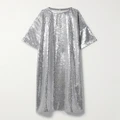 Ashish - Oversized Sequined Georgette Maxi Dress - Silver - x small