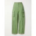 Stella McCartney - + Net Sustain Corduroy-trimmed Organic Cotton-twill Wide-leg Pants - Green - IT42