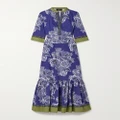 Etro - Floral-print Cotton-poplin Midi Dress - Blue - IT36