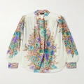 Etro - Oversized Pleated Floral-print Cotton-voile Shirt - Multi - IT38