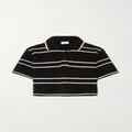 SAINT LAURENT - Striped Cropped Cotton-piqué Polo Shirt - Black - XS
