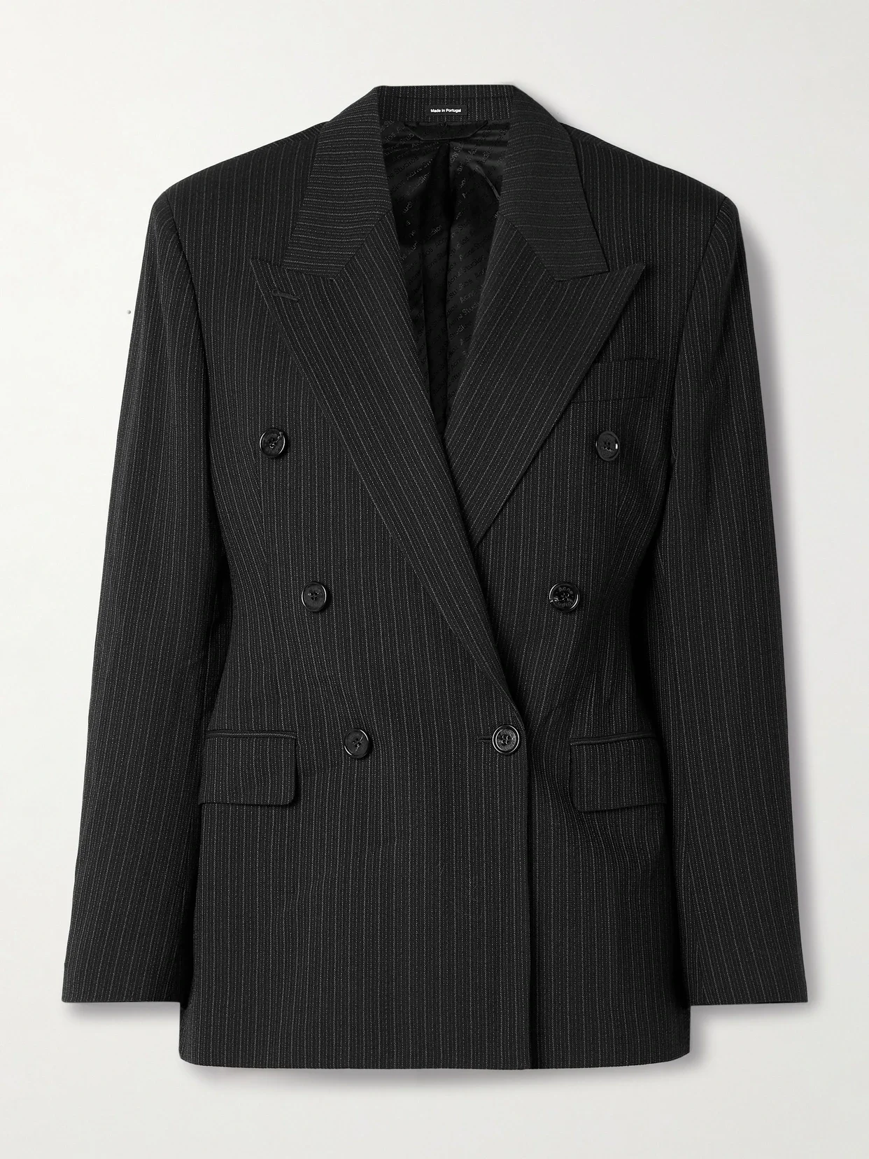 Acne Studios - Double-breasted Pinstriped Wool And Cotton-blend Blazer - Black - EU 32