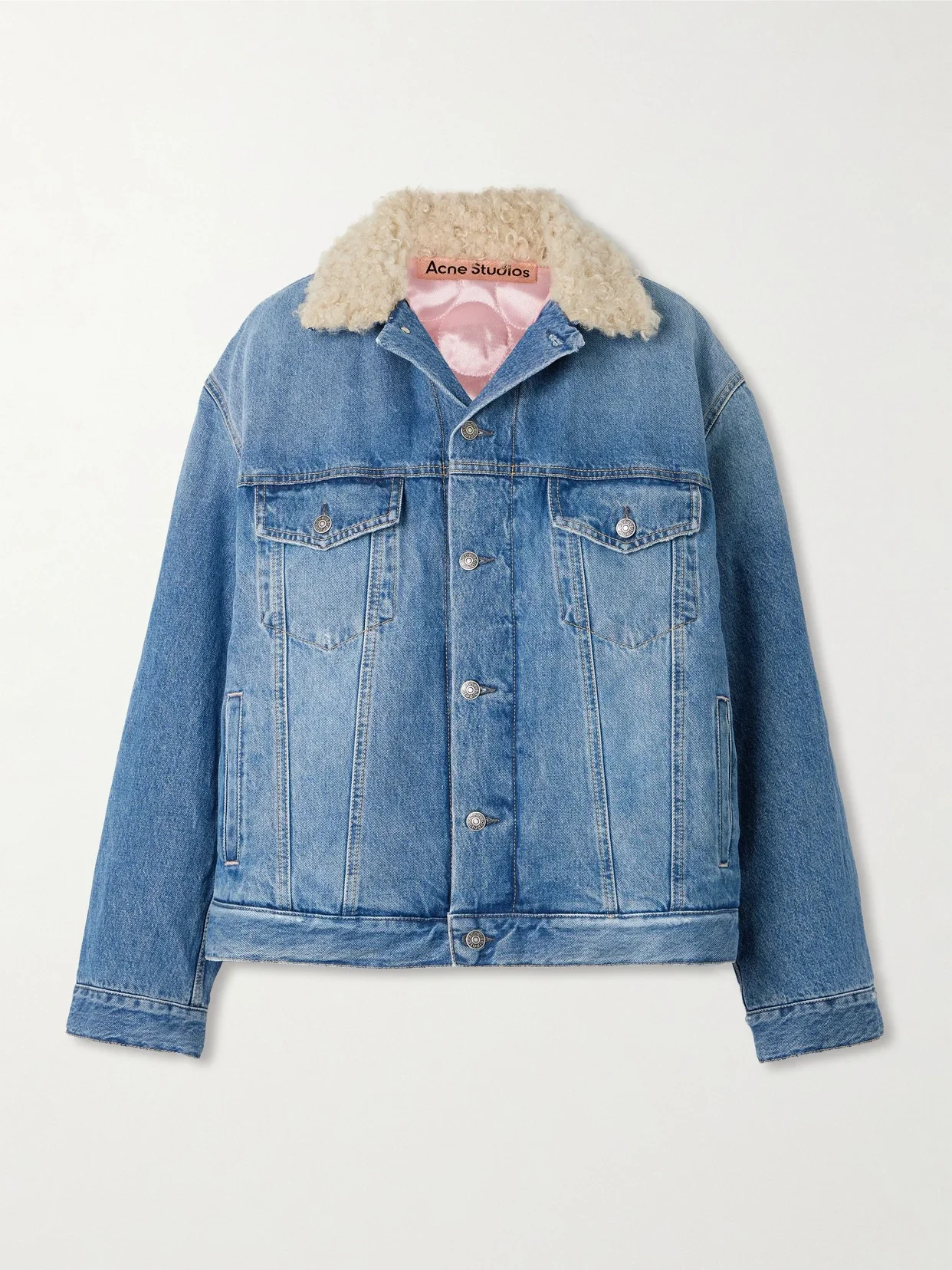 Acne Studios - Robert Plush-trimmed Padded Denim Jacket - Mid denim - xx small