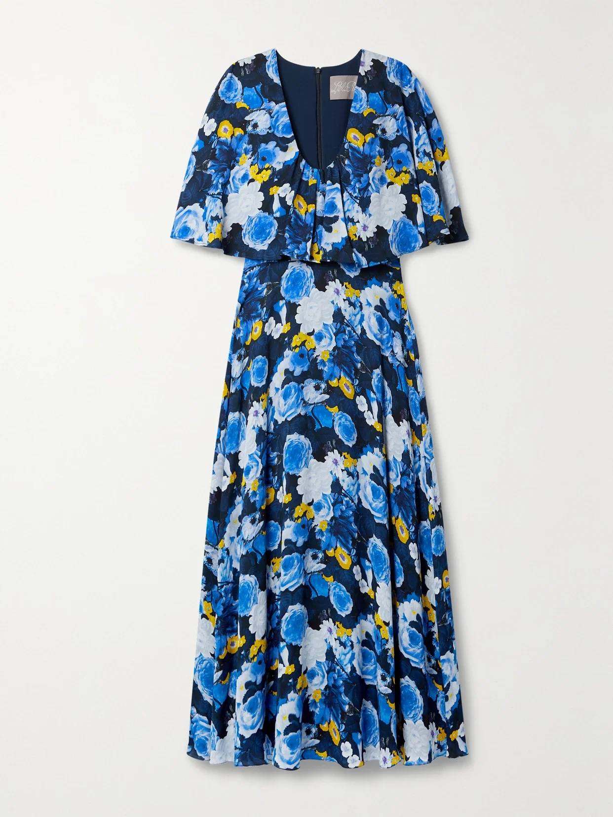 LELA ROSE - Floral-print Georgette Midi Dress - Blue - US14