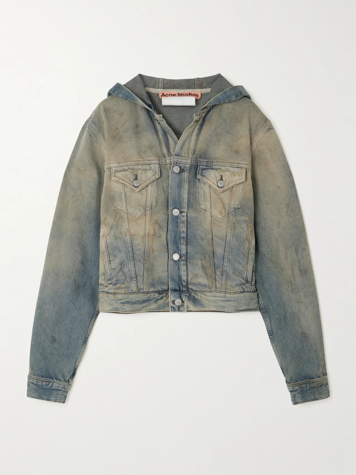Acne Studios - Hooded Distressed Organic Denim Jacket - Light denim - xx small