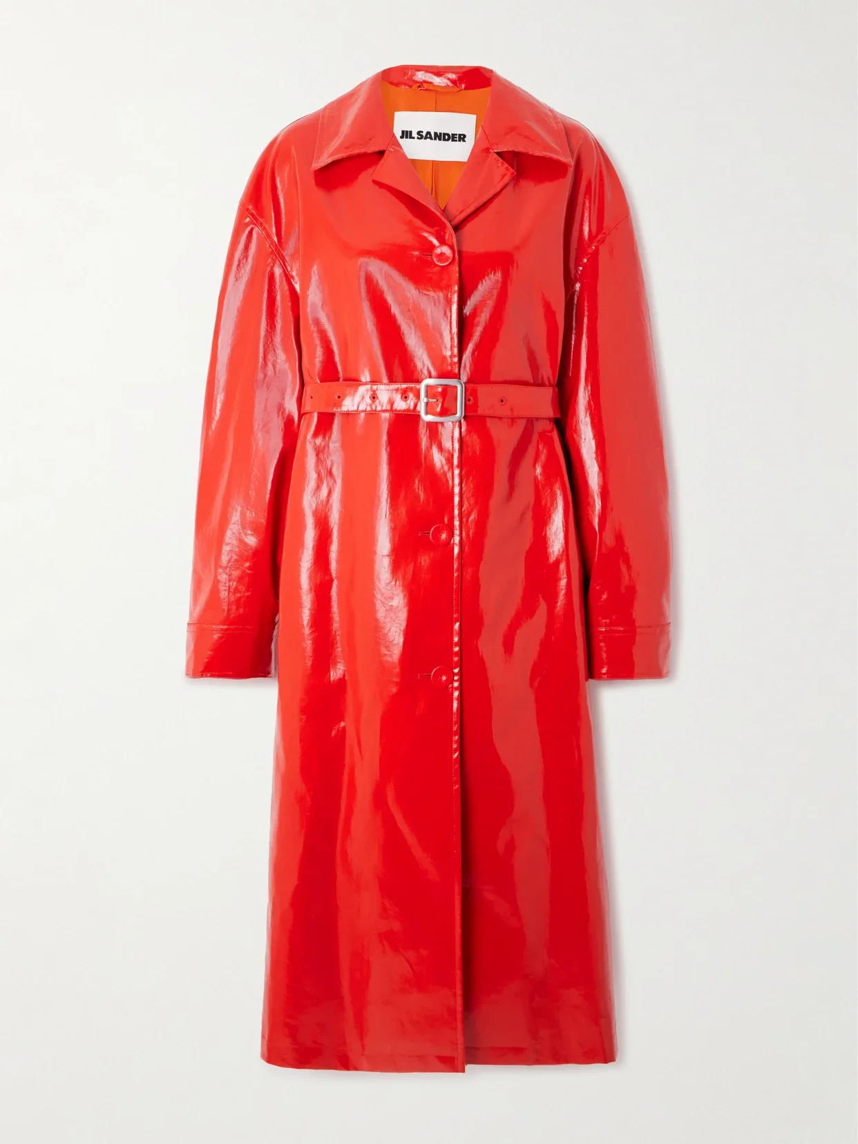 Jil Sander - Belted Coated-linen Trench Coat - Red - FR 38