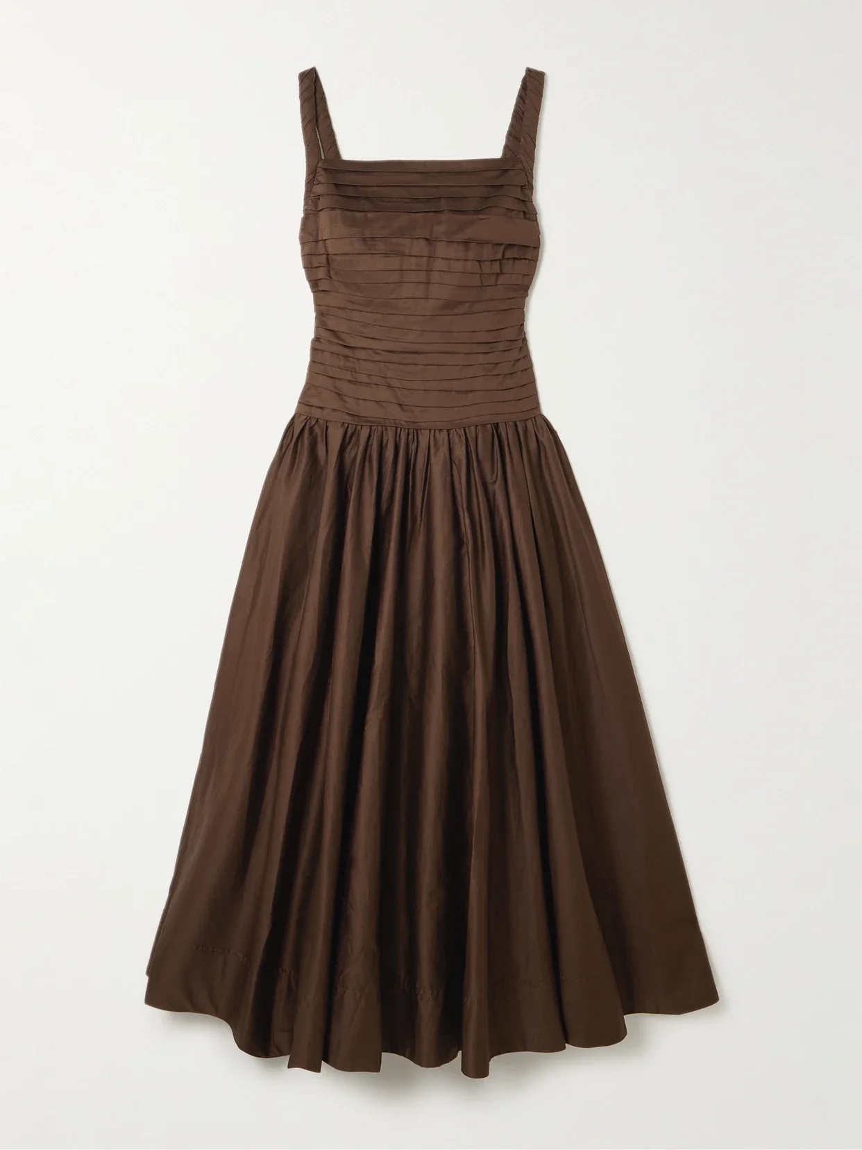 Aje - Star Pleated Cotton Dress - Brown - UK 8