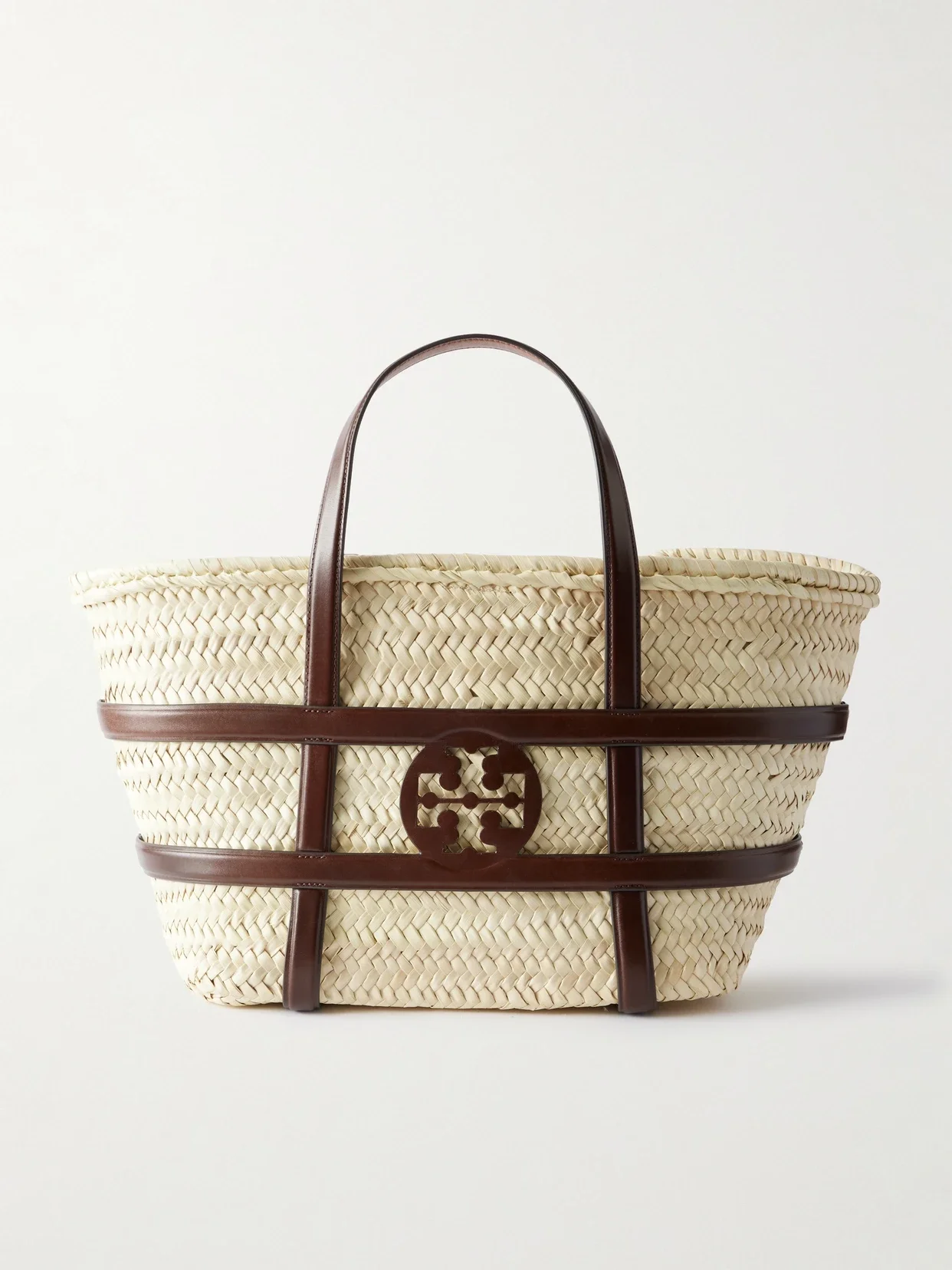 Tory Burch - Ella Leather-trimmed Woven Straw Tote - Neutral - One size