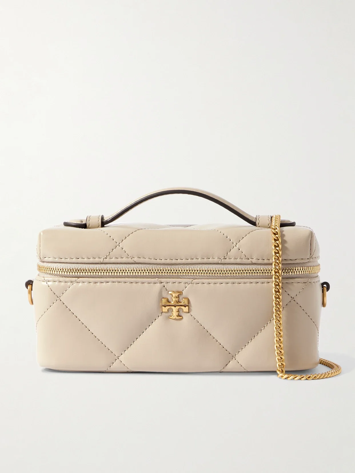 Tory Burch - Kira Diamond Quilted Leather Shoulder Bag - Stone - One size