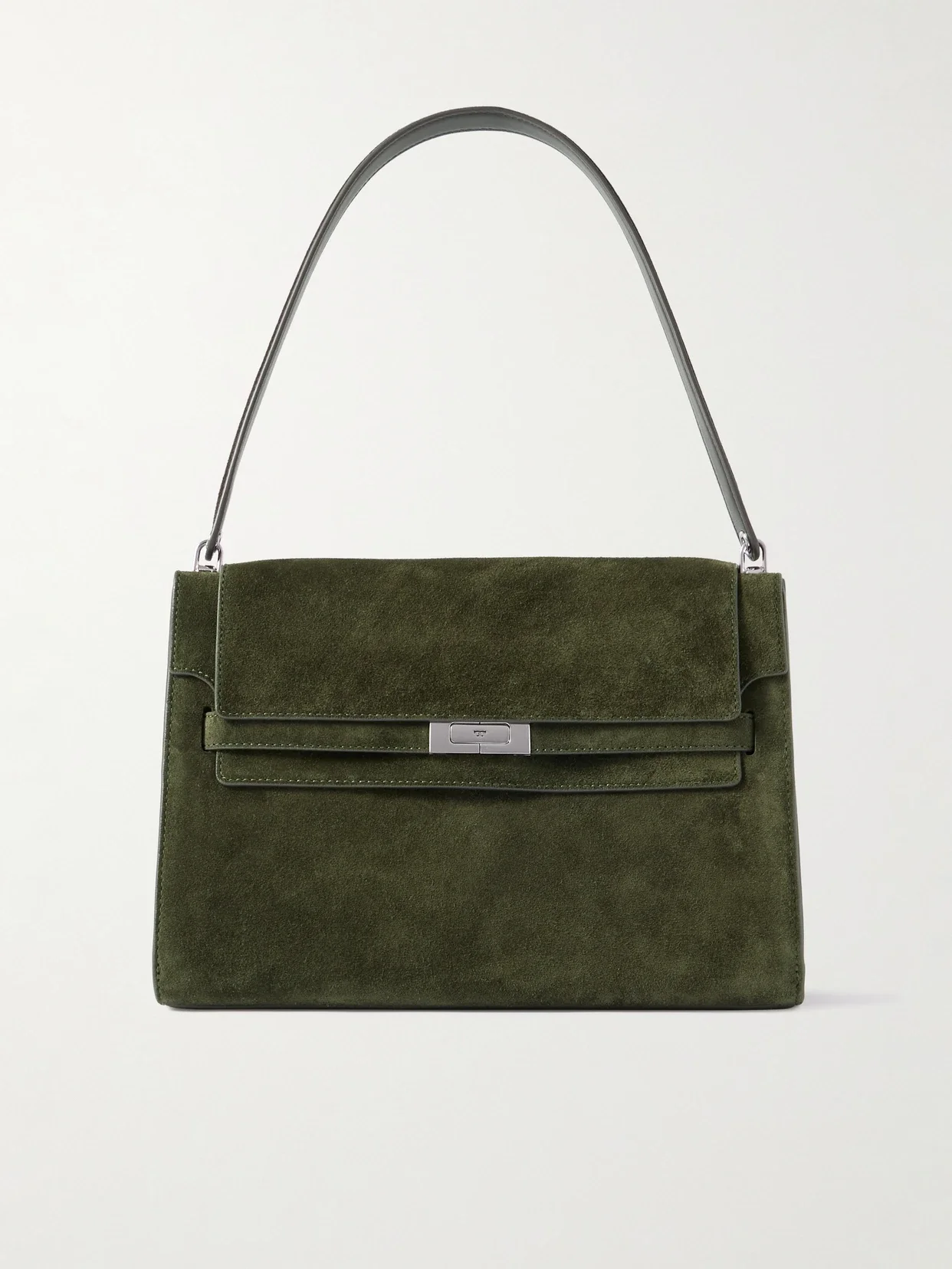 Tory Burch - Lee Radziwill Large Suede Shoulder Bag - Dark green - One size