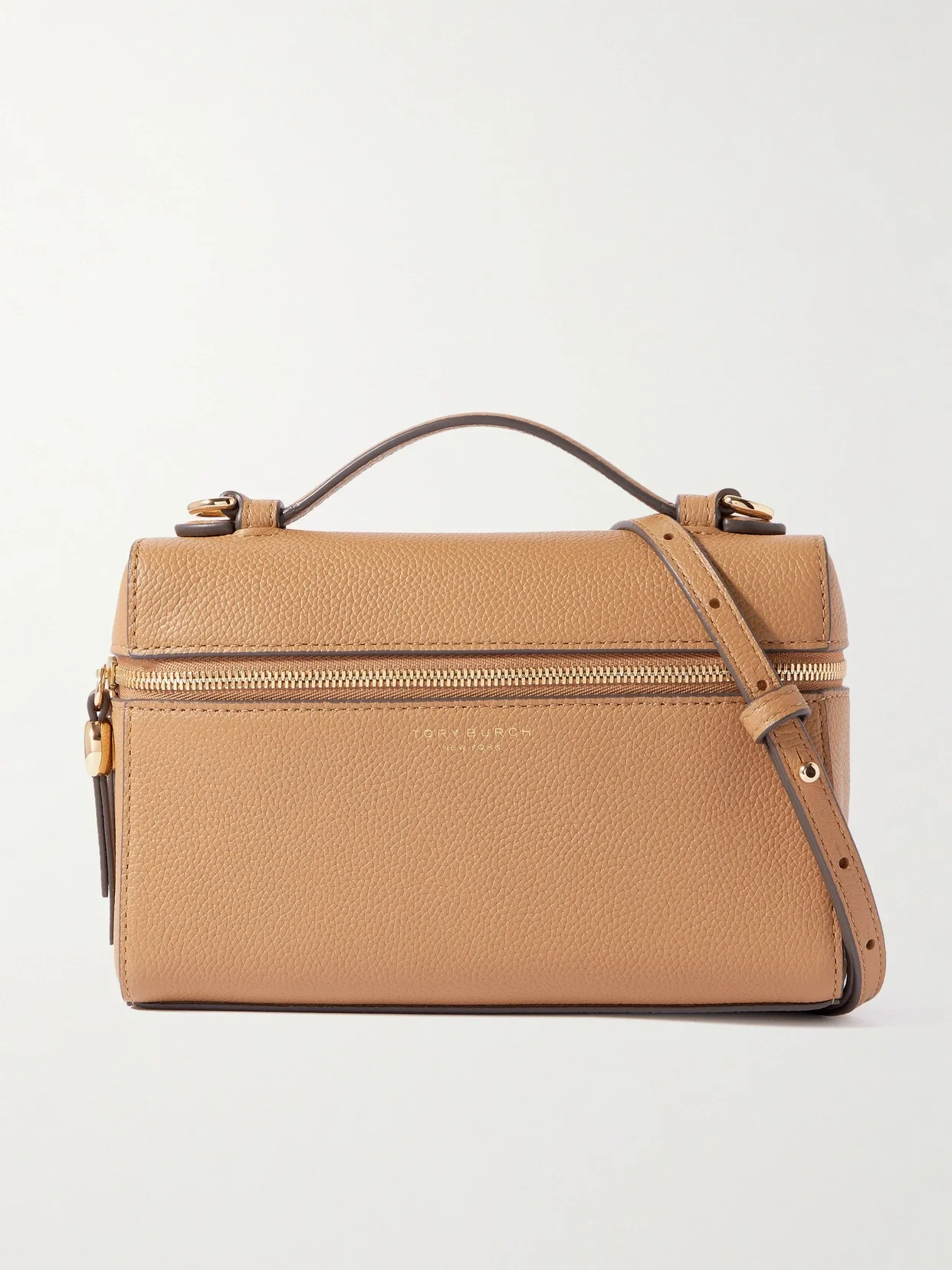 Tory Burch - Romy Slim Embellished Textured-leather Shoulder Bag - Light brown - One size